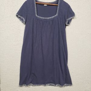J Crew Fringe Trim Shirt Dress 100% Cotton Size Small Purple/Blue Above Knee